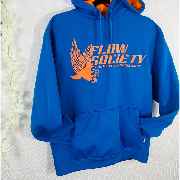 Flow Society Hoodie Authentic Lacrosse Gear Sweatshirt-medium blue and orange - Picture 9 of 12